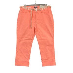NYDJ Los Angeles Women's DAYLA Wide Cuff Capri Size 8P LiftXTuck Peach Denim NWT